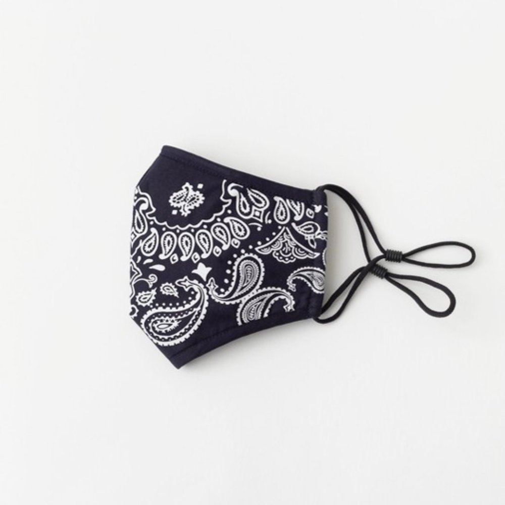 Navy Paisley Reusable 3 Layer Filter Pocket Mask - Picture 6 of 8